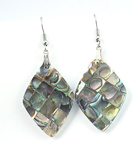 BEST FINISH ABOLENE SHELL FASHION JEWELRY .925 SILVER PLATED EARRINGS S24483 2.5 inches