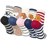 5 Pairs Womens Cute Animal Colorful Dog Cat Cotton Casual Crew Socks by Darller
