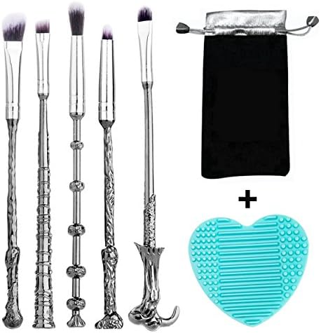 MYSTERIA COSMETICS Wizard Wand Makeup Brush Kit - Set of 5 - Includes Brush Cleaner - Eyeshadow &amp; Foundation Wand Brushes