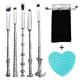 MYSTERIA COSMETICS Wizard Wand Makeup Brush Kit - Set of 5 - Includes Brush Cleaner - Eyeshadow & Foundation Wand Brushes