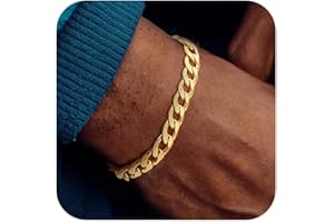 ChainsPro Men Sturdy Figaro/Cuban Chain Bracelet, 6/9/13mm Width, 7.48/8.26inch Length, 316L Stainless Steel/18K Gold Tone/Black- Send Gift Box