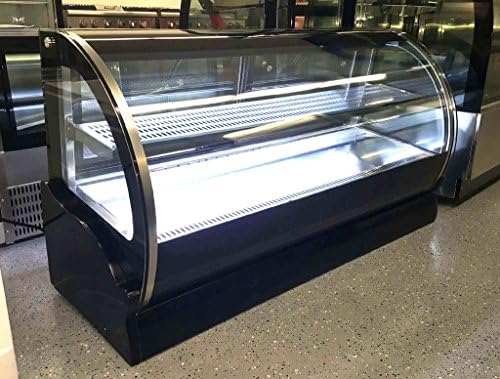 59" Curved Glass Stainless Steel Deli Cake Display Case Refrigerator Countertop