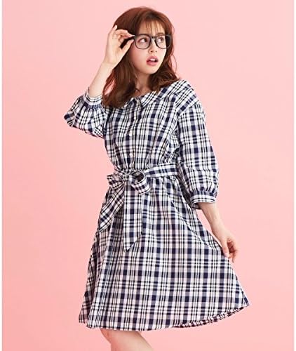 Amazon Co Jp マジェスティックレゴン Majestic Legon 2wayチェックシャツワンピース 79ネイビー柄 02 S 服 ファッション小物