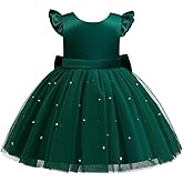 Dressy Daisy Baby Toddler Little Girls' Special Occasion Dress Wedding Pageant Flower Girl Birthday Party Gown with Pearl