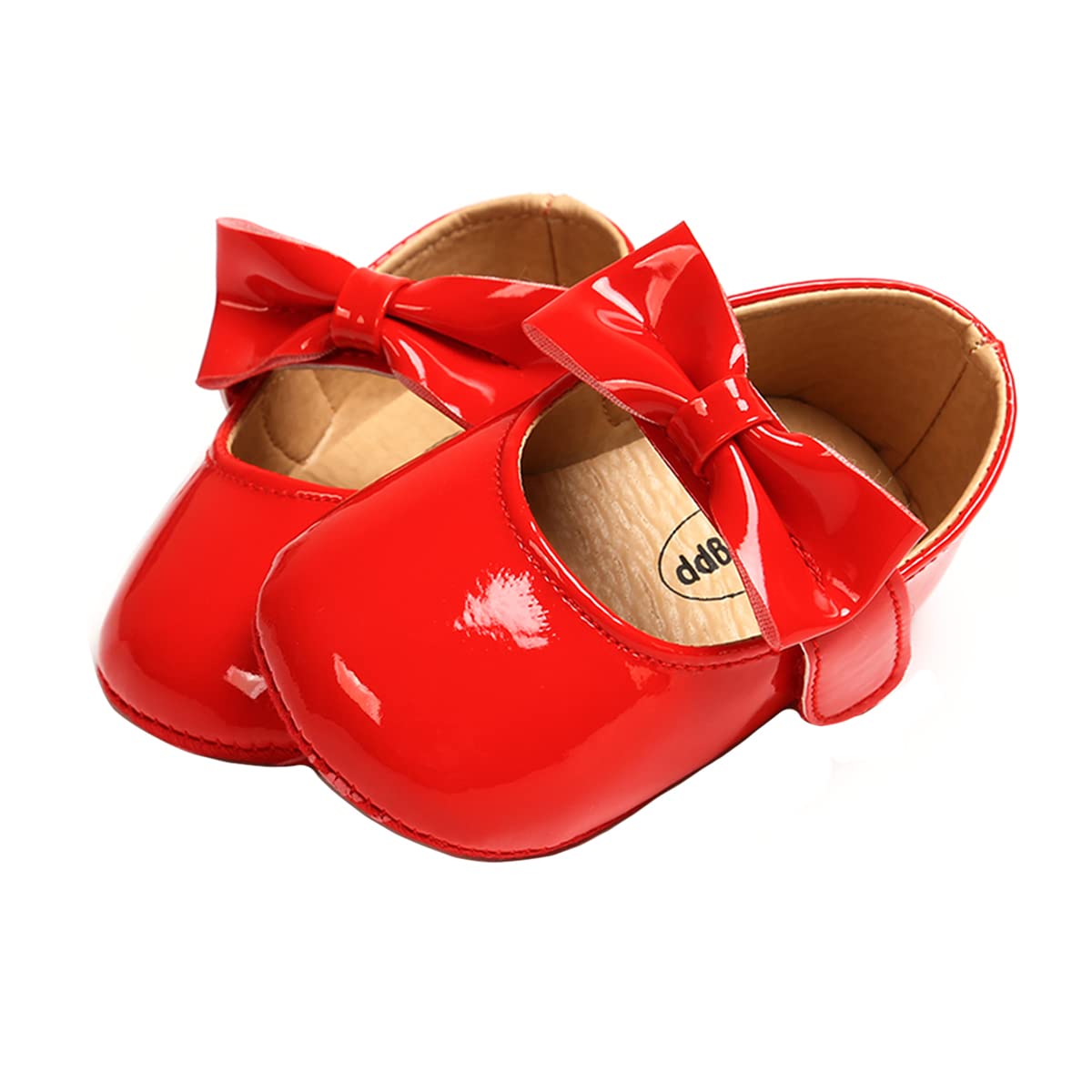 Photo 1 of Baby Girl Mary Jane Flats Shoes Soft Sole Infant Newborn First Walkers Wedding Princess Dress Crib Shoes 12-18 months 