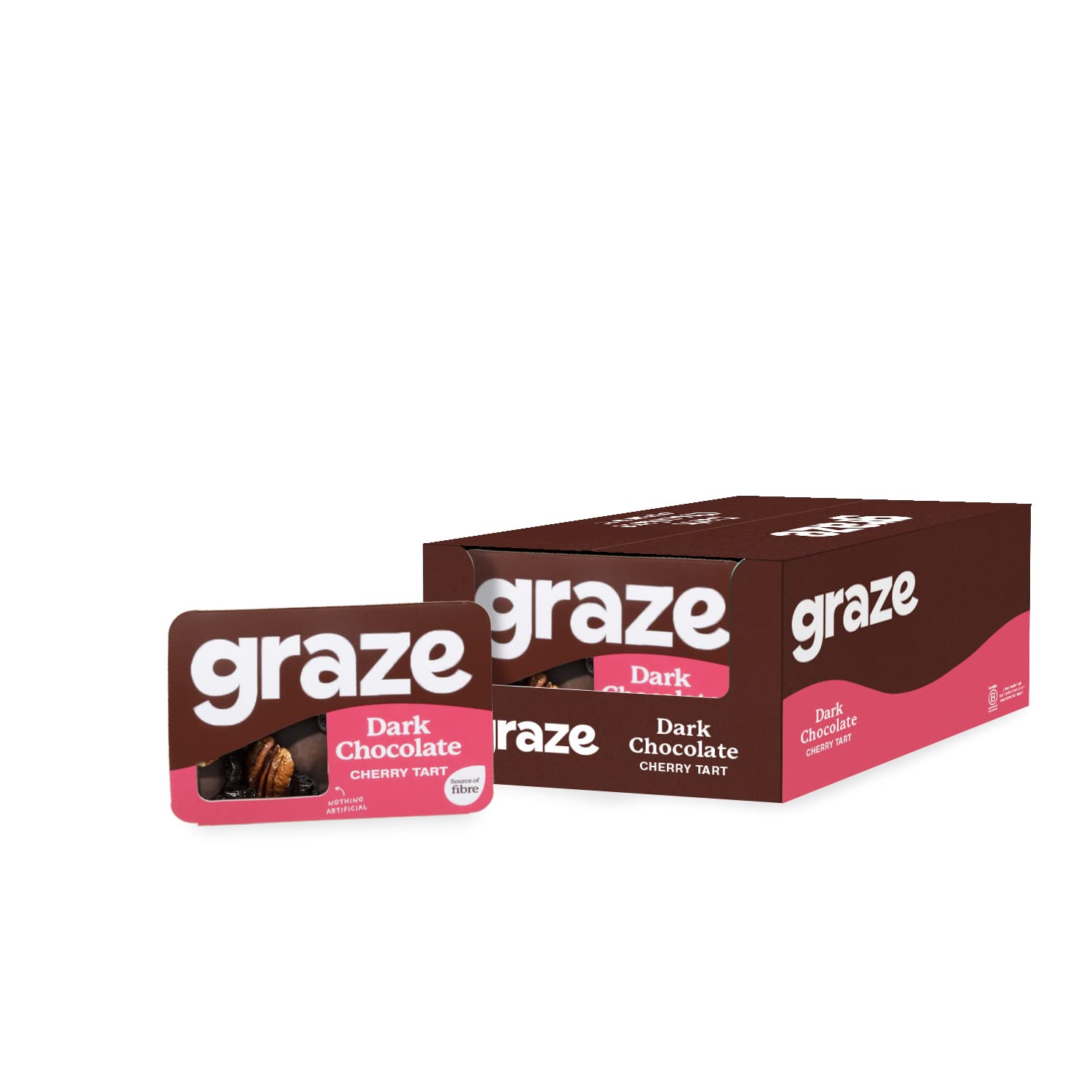 Graze Dark Chocolate Cherry Tart - Vegetarian Healthy Snacks, Natural Flavours - Packaging may vary - (9 x 40g Snacks)