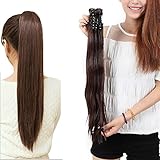 Synthetic Claw Ponytail Heat Resistant Handy Jaw Pony Tail One Piece Long Straight Soft Silky for Women Lady Girls 21'' / 21 inch (medium brown)