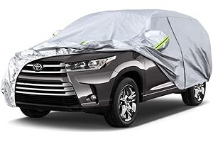 Koukou SUV Car Cover Custom Fit Toyota Highlander from 2007 to 2025,Waterproof Car Cover All Weather for Automobiles Outdoor Indoor with Zipper Door, Sun Rain Dust Snow Protection.