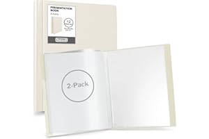 Dunwell Binder with Plastic Sleeves 12-Pocket (2 Pack, Ivory) - Presentation Book, 8.5 x 11 Portfolio Folder with Clear Sheet Protectors, Displays 24-Page Documents, Certificates, Important Papers