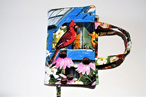 Quilted Paperback Romance,Small Standard Book 6.55" x 4" x 1.5" Cover with Carry Strap Handles and Attached Bookmark,Crossword Puzzle,Birds,Cardinals,Bicycle,Cats - Thumbnail 4