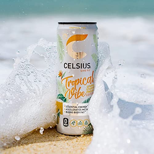 CELSIUS Sparkling Tropical Vibe, Functional Essential Energy Drink 12