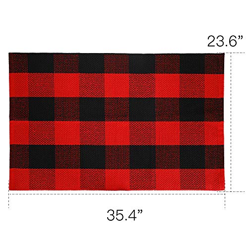 Buffalo Plaid Rug YHOUSE Cotton Front Door Mat Outdoor Doormat
