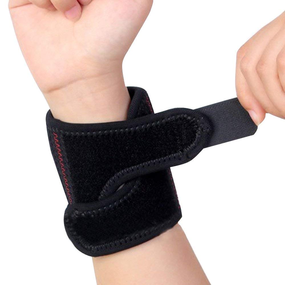 Denshine Wrist Wraps Professional Sports Spring Wristband Strap Compression Wrist Support Braces for Powerlifting, Bodybuilding, Weight Training, Women & Men, Black