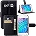 JUSUN Samsung Galaxy J1 Case, Customized Leather Folio Stand Protective Wallet Case Cover For Samsung Galaxy J1 (Black)