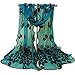 TR.OD Fashion Women's Long Peacock Print Chiffon Scarf Wrap