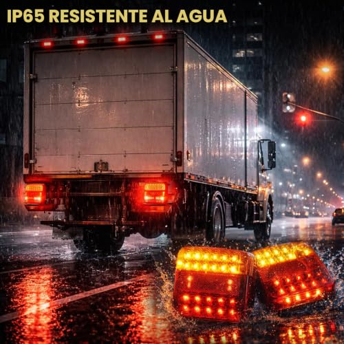 TXGSDXS Wireless LED Trailer Tail Lights - 2 Pack, Magnetic, Rechargeable, IP65 Waterproof, 12V/14V, 7 Pin Connector, for Trailer, Truck, Caravan or Boat