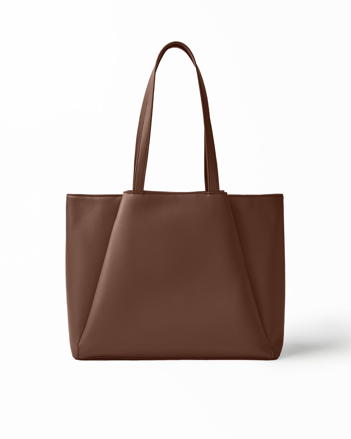 Photo 1 of Work Tote Bags for Women 15.6 Inch - Laptop Tote Bag with Zip Compartments - Large PU Leather Office Purse Computer Briefcase - Chocolate Brown