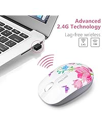 mouse inalámbrico lindo Silencioso ratones con NANO receptor USB, 2.4 GHz mouse de viaje óptico, 3 botones, 1600 DPI para portátil, PC, computadora portátil, computadora, MacBook