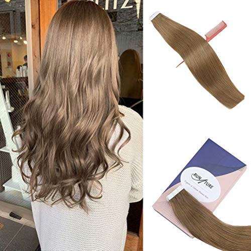 Runature 12 Medium Brown Hair Tape In Human Hair Extensions 20pcs