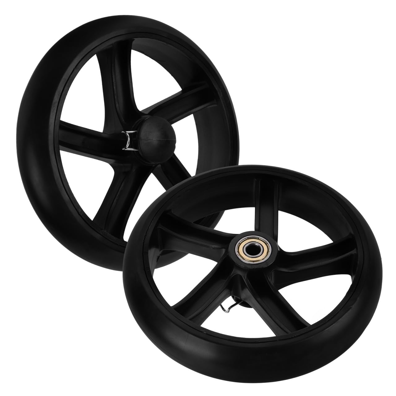 Photo 1 of ULTECHNOVO 2pcs Shopping Cart Wheels Folding Cart Push Wheels Laundry Grocery Replacement Rolling Wheel Shopping Basket Black Plastic Pu
