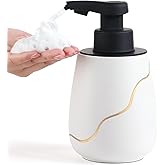 BosilunLife Automatic Foaming Soap Dispenser - Touchless Foam Hand Wash Dispenser for Bathroom Ceramic Smart Electric Auto Dish Soap Dispenser Waterproof, USB C Rechargeable, 17 oz/500 ml
