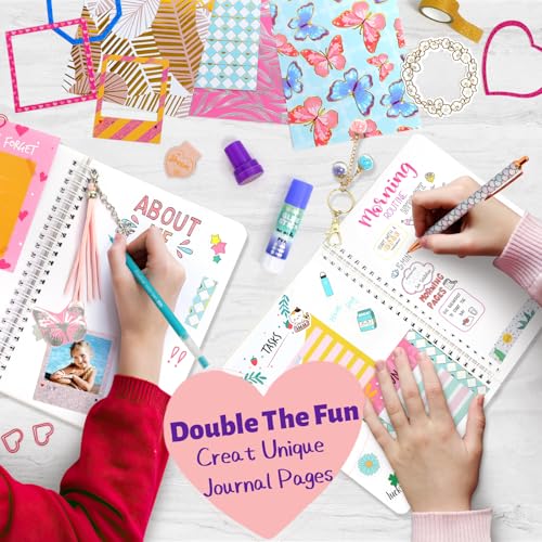 Journal Kit for Teenage Girl Gift, Girl Diary Scrapbook Kit Age 8+ (2 Pack) | Stationery Set and Art Craft Sets for Teen Girls, Girls Journal Creative Toys Gift for 8 9 10 11 12 13 14+ Year Olds Girl