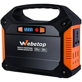 Webetop Portable Generator Power Inverter Battery 42000mAh 100W Camping CPAP Emergency Home Use UPS Power Source Charged by Solar Panel/ Wall Outlet/ Car with 110V AC Outlet,3 DC 12V,3 USB Port