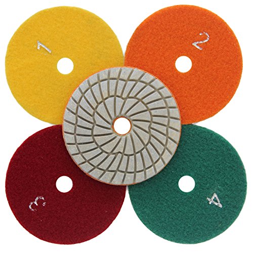 Easy Light 4 Inch 4-Step Diamond Wet Polishing Pads Abrasive Tool for Granite Marble 4 Pcs