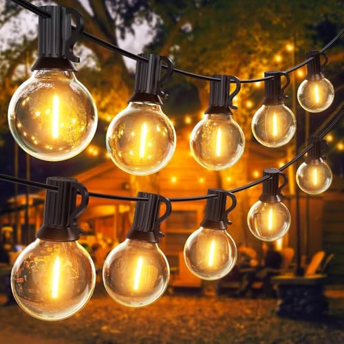 SUWIN 30M Lichterkette Glühbirnen Außen, mit 50+2 LED Glühbirnen, IP45 Wasserdicht, Lichterkette Strom Warmweiß für Garten, Terrasse, Weihnachten, Par