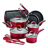 Rachael Ray 14-Piece Hard Enamel Nonstick Cookware Set, Red (Kitchen)