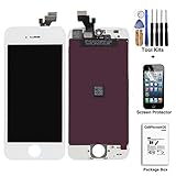 cellphoneage White for iPhone 5 5G LCD Replacement screen Display Glass Touch Screen Digitizer Assembly kit with Free screen protector (White)