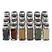 Nellam French Square Glass Spice Jars – Set of 24 with Shaker Lids and Chalkboard Sticker Labels, Small 4oz Bottles - Stackable Herbs and Spices Containers - Decorative Organizers in Silver