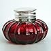 Antique Silver Ruby Red Glass Inkwell Desk Ink Well
