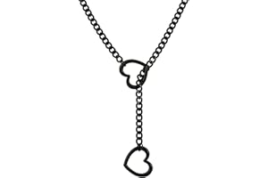 Heart O Ring Slip Chain Choker Necklace for Women Stainless Steel Cuban Chain Heart Y-shape Necklace Punk Rock Collar Necklac