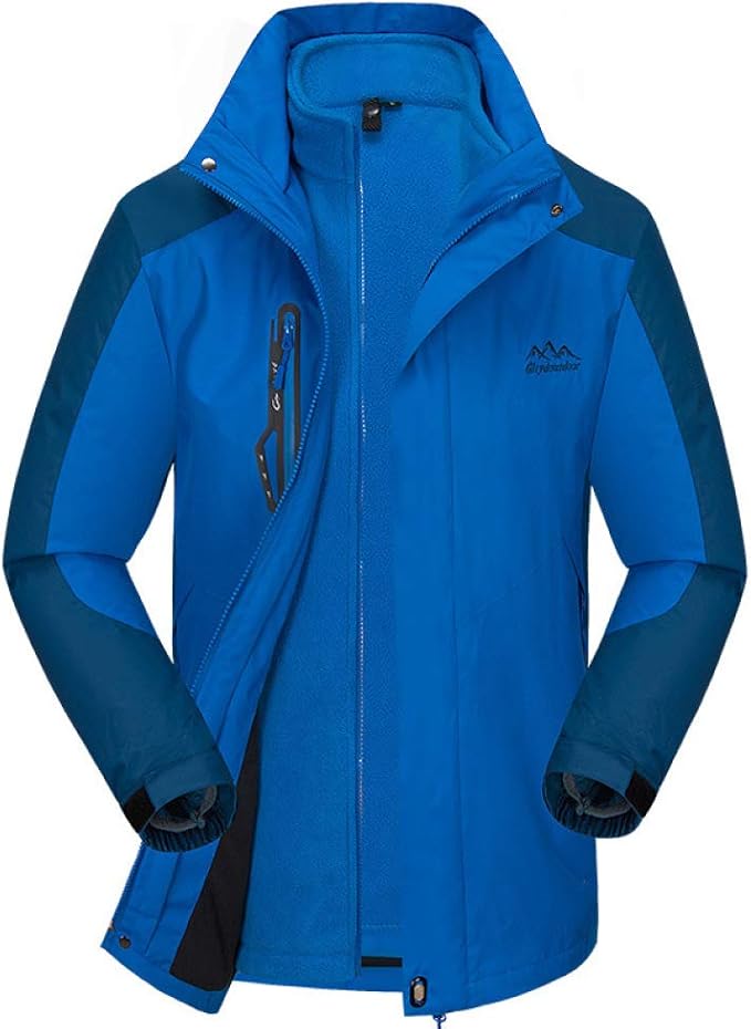 Mens Mountain Jackets 3 In 1 Breathable Warm Jacket Windproof Overcoat