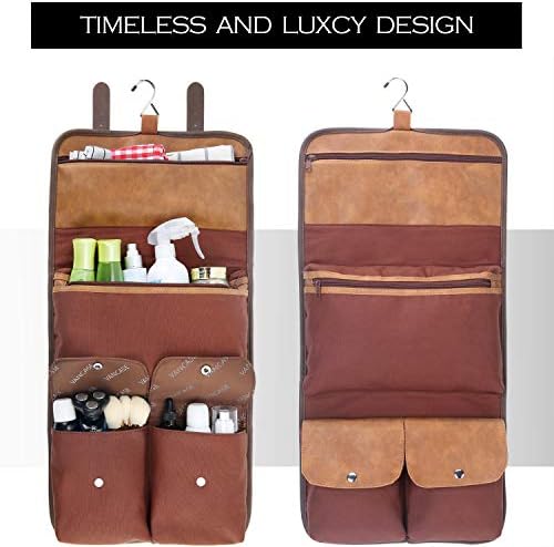 VANCASE Hanging Toiletry Bag for Men Leather Shaving Kit/Bathroom Shower Dopp Bag/Travel Accessories Organizer/Great Gift 3 VANCASE Hanging Toiletry Bag for Men Leather Shaving Kit/Bathroom Shower Dopp Bag/Travel Accessories Organizer/Great Gift