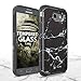 TJS Case for Samsung Galaxy J7 - Tempered Glass Screen Protector, Dual Layer Hybrid Shockproof Armor Marble Cover (Black)