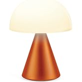 Lexon Mina L Mushroom Lamp - 9 LED Color Table Lamp for Bedrooms, Living Room &amp; Office - Cordless, Rechargeable with 24h Light &amp; Dimmer, Aluminum, Large - Orange