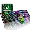 T3-Upgrade-Wireless-Keyboard-Mouse-Combo-Rainbow-Backlit-24G-Rechargeable-Mechanical-Feel-Gaming-Keyboard-2400DPI-6-Buttons-Optical-Rainbow-LED-Gaming-Mouse-Free-Gaming-Mouse-Pads-Black T3 Upgrade Wireless Keyboard Mouse Combo, Rainbow Backlit 2.4G Rechargeable Mechanical Feel Gaming Keyboard + 2400DPI 6…