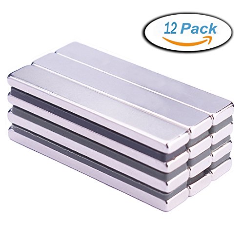 Neodymium Bar Magnets(12 Pieces), Strong Rare Earth Rectangular Block Neodymium Magnets, DIY, Building, Scientific, Craft and Office Magnets- 60 x 10 x 3 mm