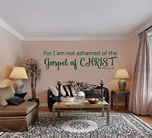 Vinly Art Decal Words Quotes Bible Verse Wall Decals Romans 1:16 for I Am Not Ashamed of The Gospel of Christ for Living Room Bedroom