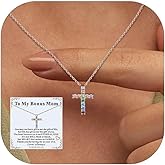 FaithHeart Stainless Steel Small Silver Cross Necklace for Women with Message Card - Non Tarnish Dainty Christian Faith Pendant Necklaces Gifts for Mom Wife, Birthday Jewelry Gift for Her