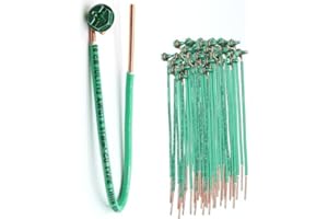 AIRMONT PRODUCTS (Pack of 50) 12 AWG Solid Copper Ground Wire with Green Ground Screws – 6.5" Edge-Stripped Grounding Wire, 5/8" Strip, 10-32 x 3/8" Captive Green Screws for Electrical Boxes