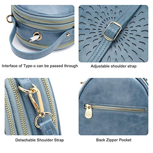 APHISON Fashion Mini Backpack Purse for Women Teen Girls Cute Small Backpacks PU Leather Crossbody Shoulder Bags Handbags Multifunctional and Large-Capacity Daypack Purse L-BLUE
