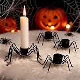 4Pack Black Metal Spider Shaped Candlestick, Halloween Decoration Fit for Within 0.87inch Candle, Stick Holder for Festival Dining Table Party Home Decor (Candles not Included)