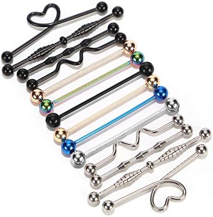 12-14G Stainless Steel Long Industrial Barbell Earrings Cartilage Helix Conch Body Piercing Jewelry