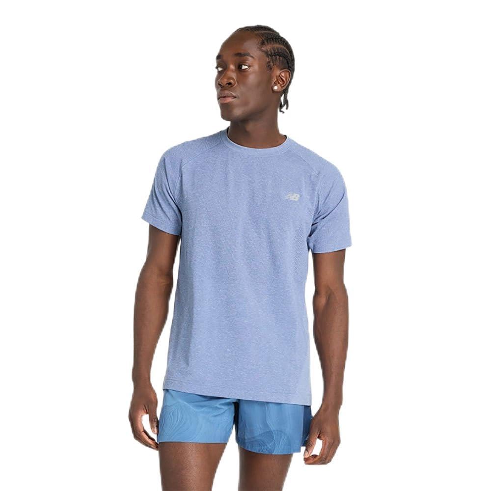 New Balance Men’s Knit T-Shirt, Heron Blue, X-Large