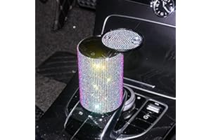 POMELO LITCHI PITAYA Car Cigarette Ashtray Auto Mini Car Ashtray Portable with lid smell proof Crystal Diamond Car Ashtray for Women Mini Car Trash Can Ideal for Car——size:10cm*6cm(Multi)