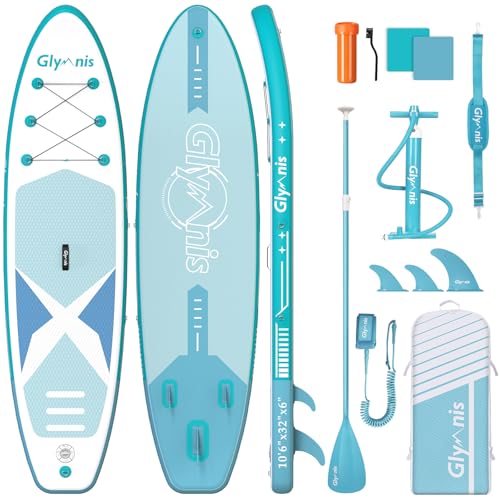 Glymnis Tavola Da SUP 320×81×15cm SUP Gonfiabile Capacità Di Carico Di 140 Kg Tavola Da Surf Stand Up Paddle Tavola SUP Con Pompa Ad Aria Pagaia Regolabile Borsa Da Trasporto