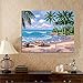 DIY Paint by Numbers Kit for Adults - Summer Time Sea Palt Tree | Paint by Numbers Landscape PaintingsArts Craft for Home Wall Decor | Pre-Printed Art-Quality Canvas, 3 Brushes, 24 Acrylic Paints
